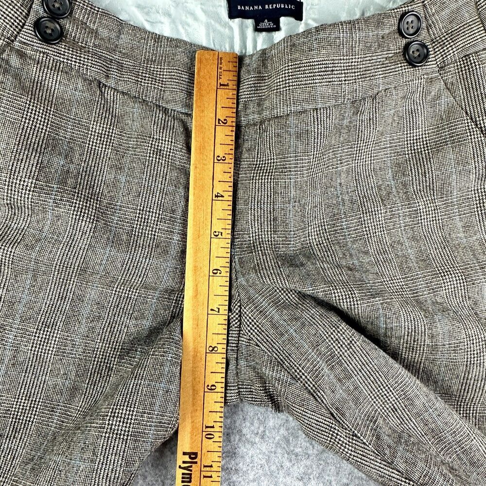 Vintage Banana Republic Pants Womens 4 Wool Brown Plaid Wide Leg Trousers Lined - Picture 10 of 16